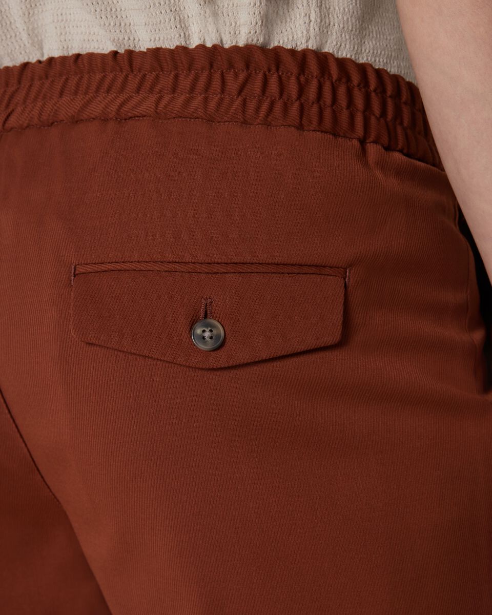 Wool Blend Elastic Waist Tailored Short, Terracotta, hi-res